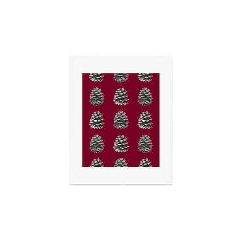 Lisa Argyropoulos Monochrome Pine Cones and Red Art Print