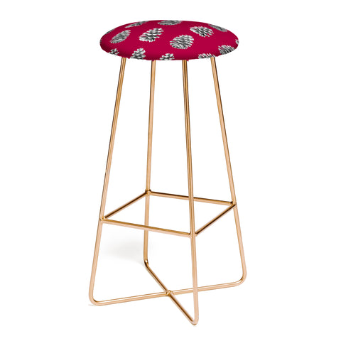Lisa Argyropoulos Monochrome Pine Cones and Red Bar Stool