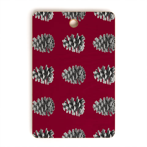 Lisa Argyropoulos Monochrome Pine Cones and Red Cutting Board Rectangle