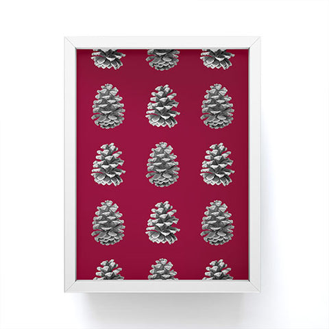 Lisa Argyropoulos Monochrome Pine Cones and Red Framed Mini Art Print