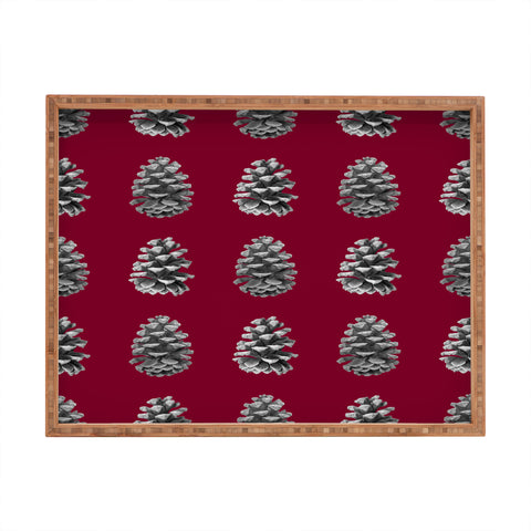 Lisa Argyropoulos Monochrome Pine Cones and Red Rectangular Tray