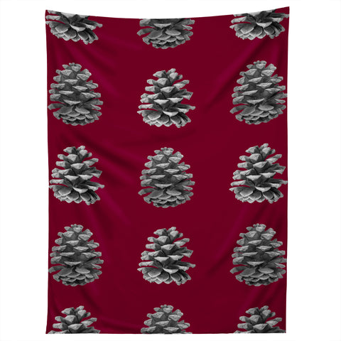 Lisa Argyropoulos Monochrome Pine Cones and Red Tapestry