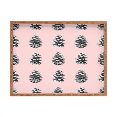 Lisa Argyropoulos Monochrome Pine Cones Blushed Kiss Rectangular Tray