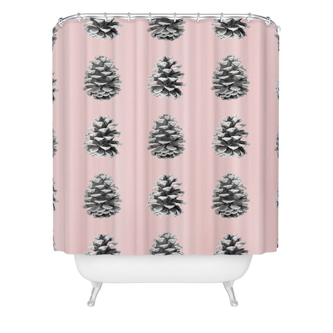 Lisa Argyropoulos Monochrome Pine Cones Blushed Kiss Shower Curtain