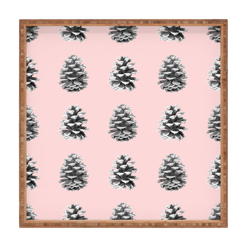 Lisa Argyropoulos Monochrome Pine Cones Blushed Kiss Square Tray