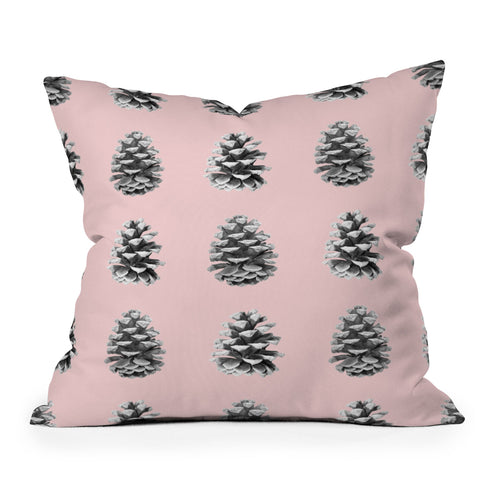 Lisa Argyropoulos Monochrome Pine Cones Blushed Kiss Throw Pillow