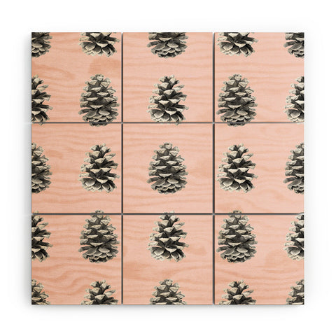 Lisa Argyropoulos Monochrome Pine Cones Blushed Kiss Wood Wall Mural