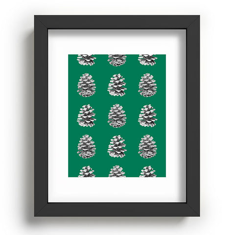 Lisa Argyropoulos Monochrome Pine Cones Green Recessed Framing Rectangle