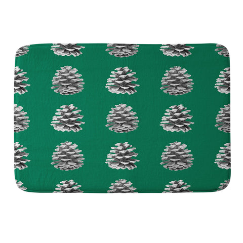 Lisa Argyropoulos Monochrome Pine Cones Green Memory Foam Bath Mat