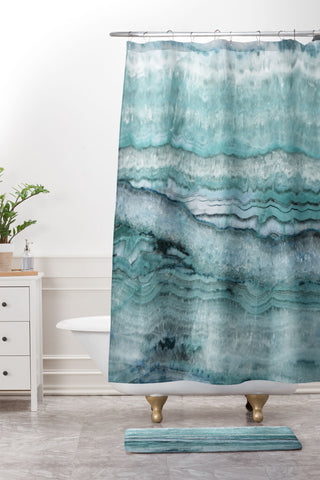 Lisa Argyropoulos Mystic Stone Aqua Teal Shower Curtain And Mat