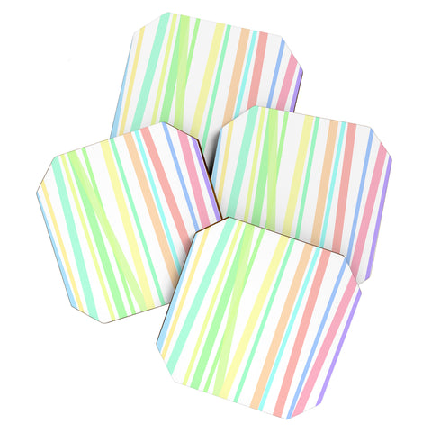 Lisa Argyropoulos Pastel Rainbow Stripes Coaster Set