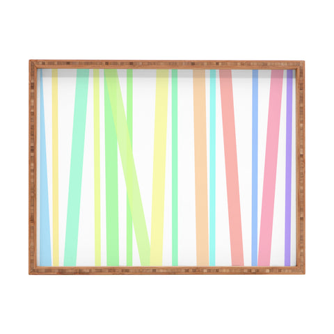 Lisa Argyropoulos Pastel Rainbow Stripes Rectangular Tray