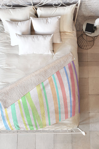Lisa Argyropoulos Pastel Rainbow Stripes Fleece Throw Blanket