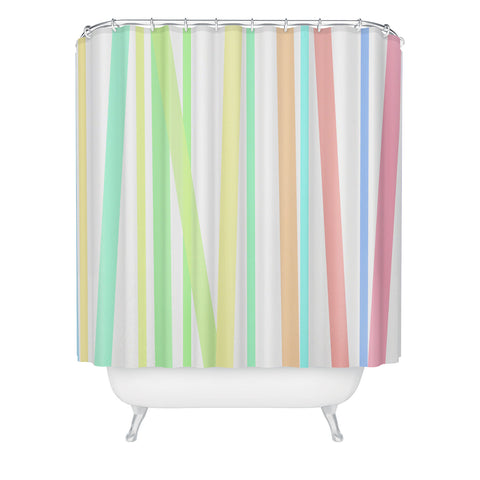 Lisa Argyropoulos Pastel Rainbow Stripes Shower Curtain