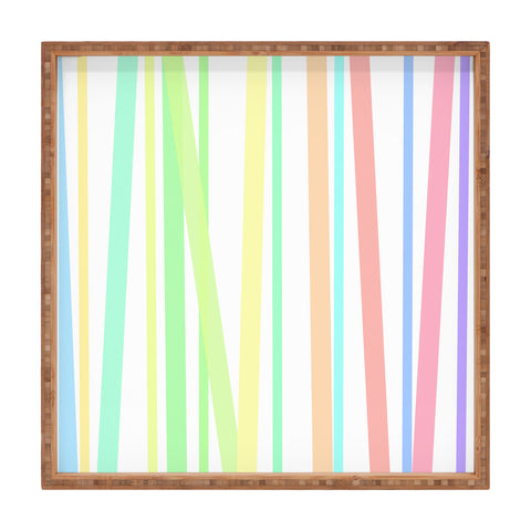 Lisa Argyropoulos Pastel Rainbow Stripes Square Tray