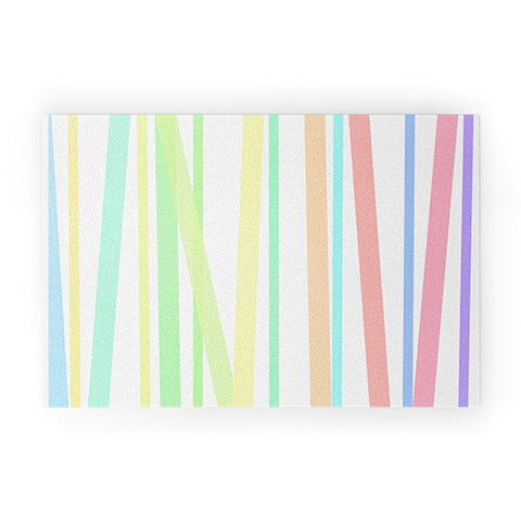 Lisa Argyropoulos Pastel Rainbow Stripes Welcome Mat