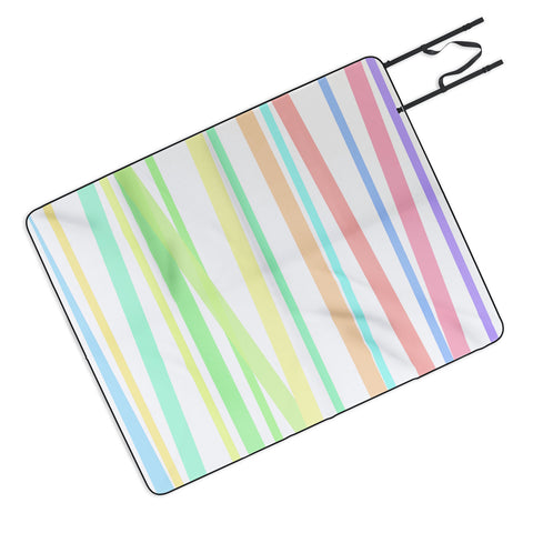 Lisa Argyropoulos Pastel Rainbow Stripes Picnic Blanket