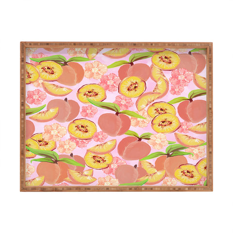 Lisa Argyropoulos Peaches On Pink Rectangular Tray