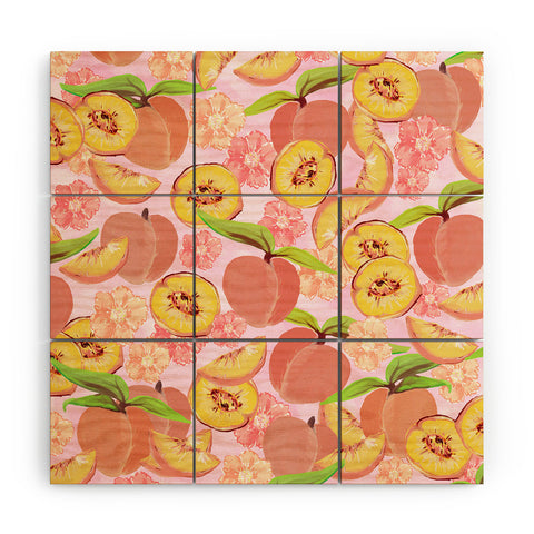 Lisa Argyropoulos Peaches On Pink Wood Wall Mural