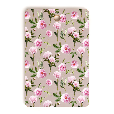 Lisa Argyropoulos Peonies in Her Dreams Mocha Cutting Board Rectangle