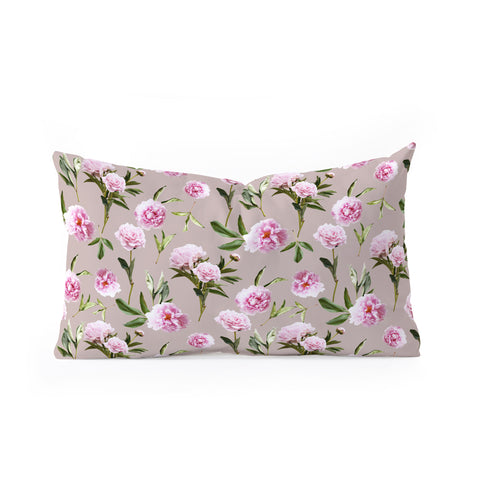 Lisa Argyropoulos Peonies in Her Dreams Mocha Oblong Throw Pillow