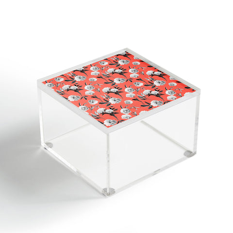 Lisa Argyropoulos Peonies Mono Coral Acrylic Box