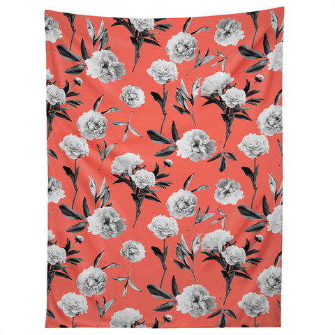 Lisa Argyropoulos Peonies Mono Coral Tapestry