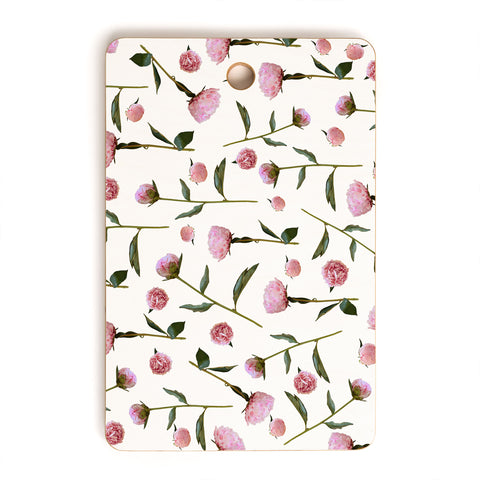 Lisa Argyropoulos Peonies on White Cutting Board Rectangle