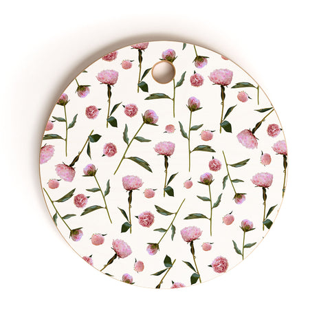Lisa Argyropoulos Peonies on White Cutting Board Round