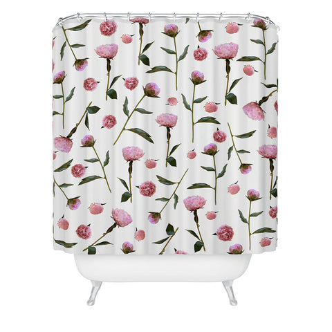 Lisa Argyropoulos Peonies on White Shower Curtain