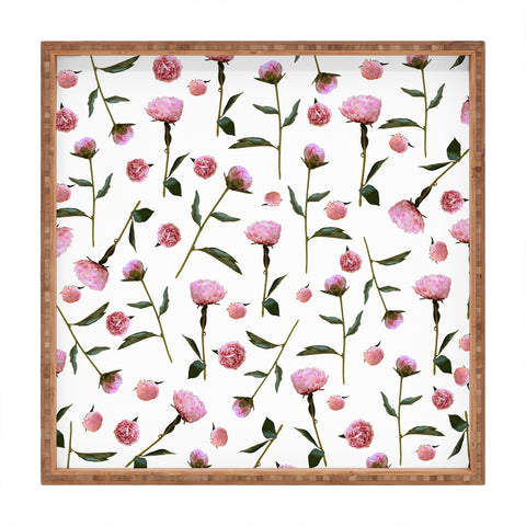 Lisa Argyropoulos Peonies on White Square Tray