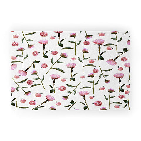 Lisa Argyropoulos Peonies on White Welcome Mat