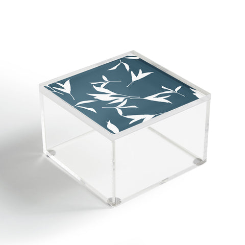 Lisa Argyropoulos Peony Leaf Silhouettes Blue Acrylic Box