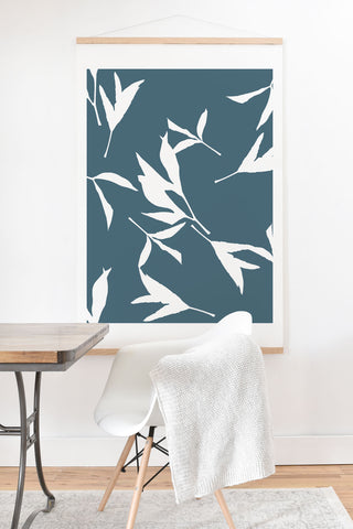 Lisa Argyropoulos Peony Leaf Silhouettes Blue Art Print And Hanger