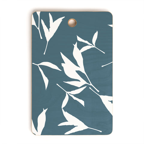 Lisa Argyropoulos Peony Leaf Silhouettes Blue Cutting Board Rectangle