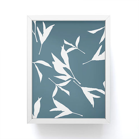 Lisa Argyropoulos Peony Leaf Silhouettes Blue Framed Mini Art Print