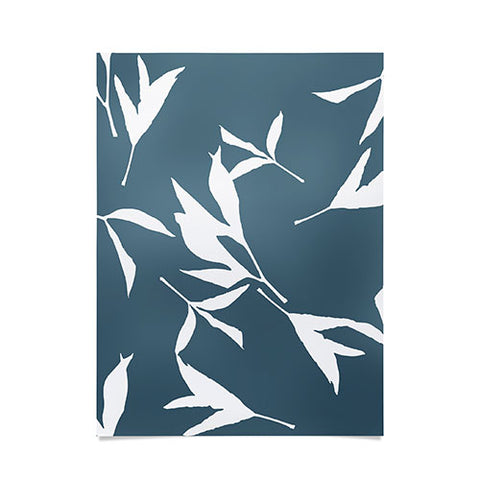 Lisa Argyropoulos Peony Leaf Silhouettes Blue Poster