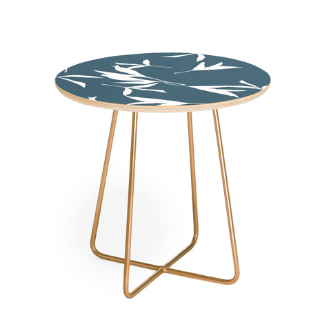 Lisa Argyropoulos Peony Leaf Silhouettes Blue Round Side Table