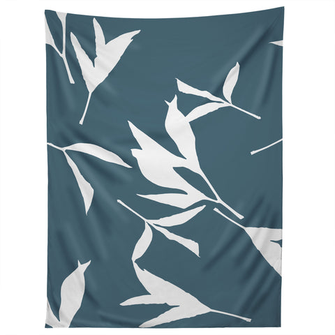 Lisa Argyropoulos Peony Leaf Silhouettes Blue Tapestry