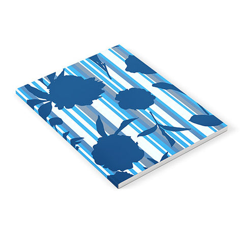 Lisa Argyropoulos Peony Silhouettes Blue Stripes Notebook