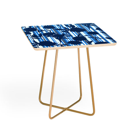 Lisa Argyropoulos Peony Silhouettes Blue Stripes Side Table