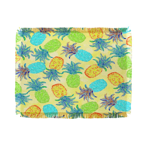 Lisa Argyropoulos Pineapple Pandemonium Yellow Throw Blanket