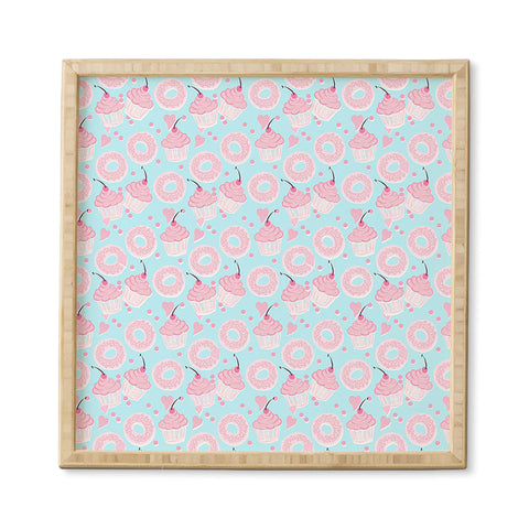Lisa Argyropoulos Pink Cupcakes and Donuts Sky Blue Framed Wall Art