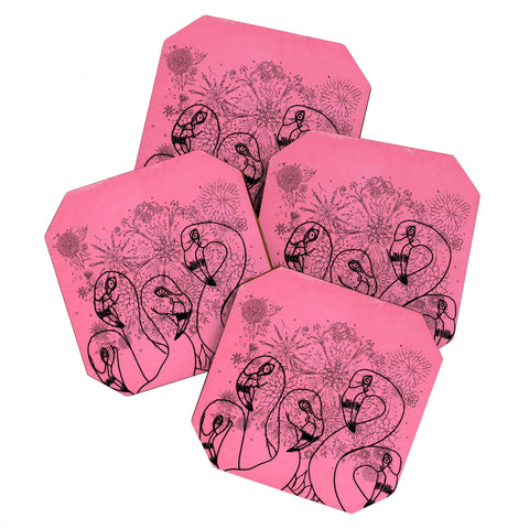 Lisa Argyropoulos Pink Flamingos Coaster Set