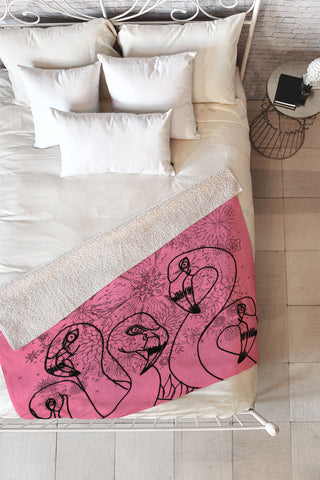 Lisa Argyropoulos Pink Flamingos Fleece Throw Blanket