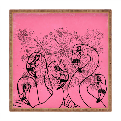 Lisa Argyropoulos Pink Flamingos Square Tray
