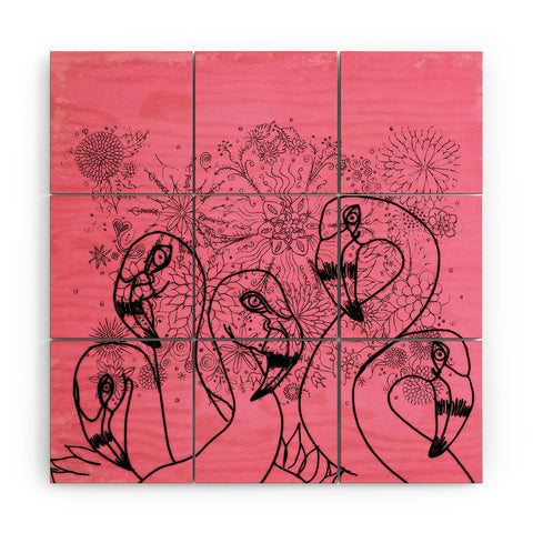 Lisa Argyropoulos Pink Flamingos Wood Wall Mural