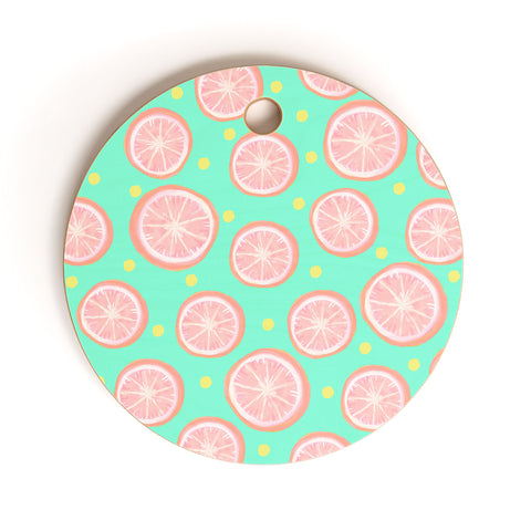 Lisa Argyropoulos Pink Grapefruit and Dots Cutting Board Round