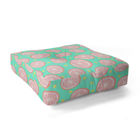 Lisa Argyropoulos Pink Grapefruit and Dots Floor Pillow Square