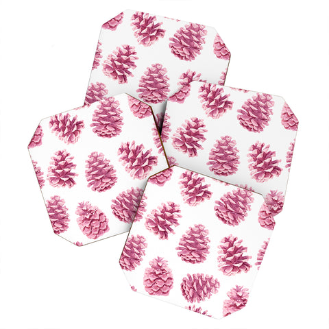 Lisa Argyropoulos Pink Pine Cones Coaster Set